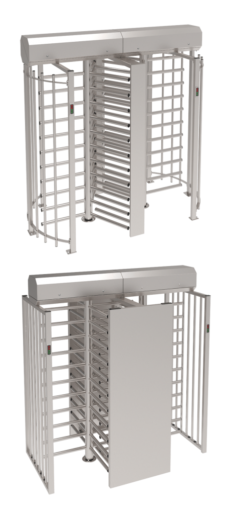 Twin Full Height Turnstiles both X & Y rotor variants transparent